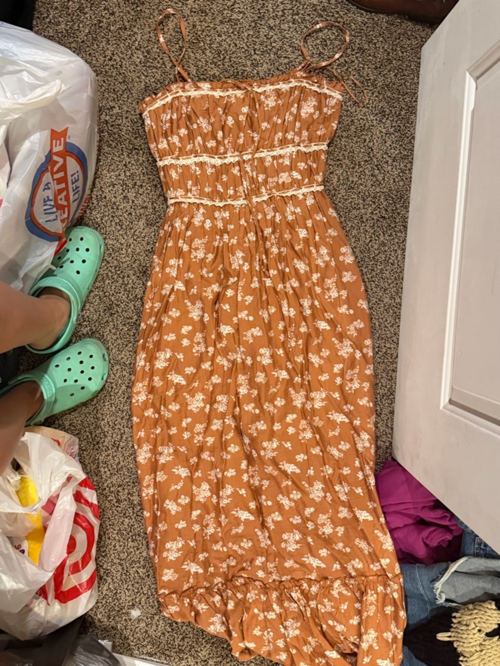 Sincerely Jules Rust Floral Maxi Dress